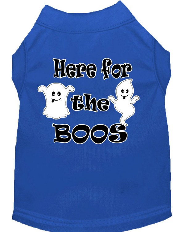 Here for the Boos Screen Print Dog Shirt Blue Med